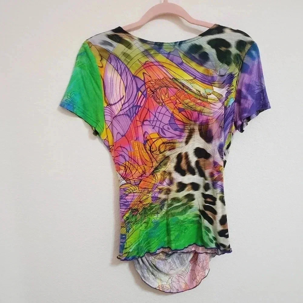 Joseph Ribkoff Colorful Animal Wrap Top - Picture 2 of 4